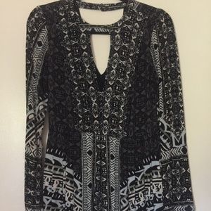 Free People Printed Mini Dress  with Long Bell Sleeves